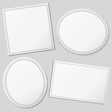 Vector white blank postage stamps