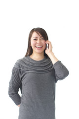 Asian woman talking with smart phone