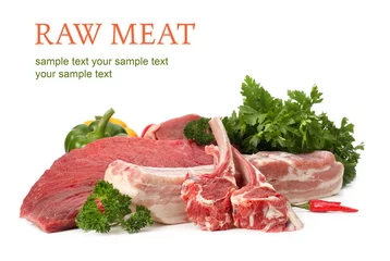 Fotobehang Vlees rauw vlees assortiment