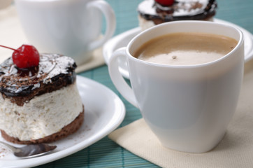 Cake and coffee cup