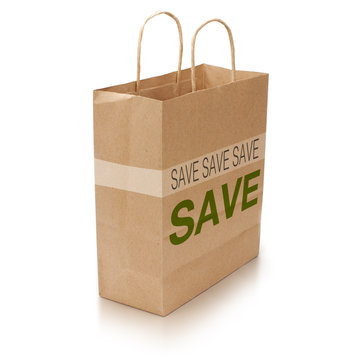 Saving Money  - Eco Shopping Bag On White