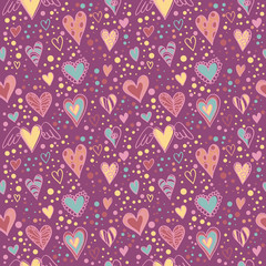 Cute doodle hearts seamless wallpaper