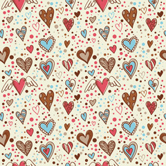 Cute doodle hearts seamless wallpaper