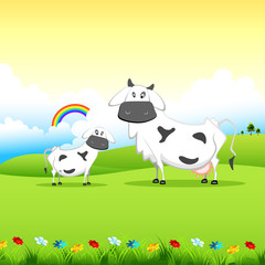 Cow grazing in field