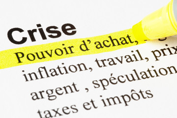 crise, pouvoir d'achat, texte surligné