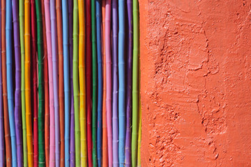 wall with colorful wooden background
