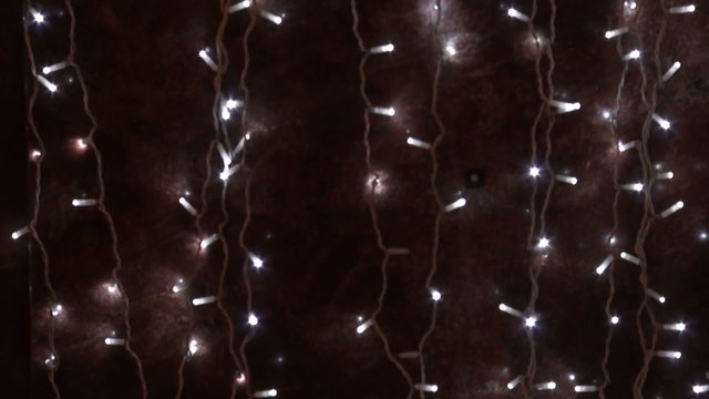 Christmas garland on the street in the city