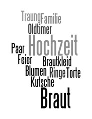 Wortwolke Hochzeit - s/w