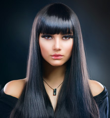 Beautiful Brunette Girl. Healthy Long Hair
