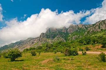 fog in ghost valley in Crimea, Ukraine