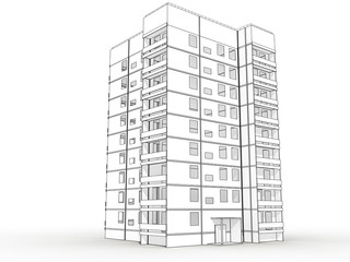 3d drawing of nine buildings №2