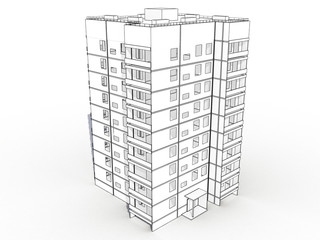 3d drawing of nine buildings №1