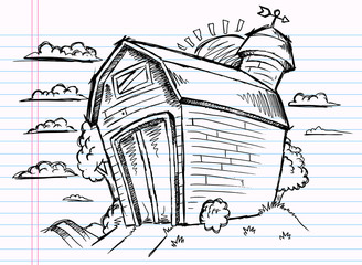 Notebook Doodle Sketch Barn Vector