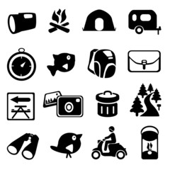 Camping Hiking Icons Set