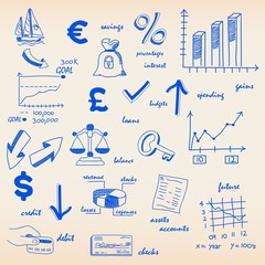 Hand Drawn Budgeting Icon Set