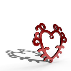 3d render of a metal heart with floral model