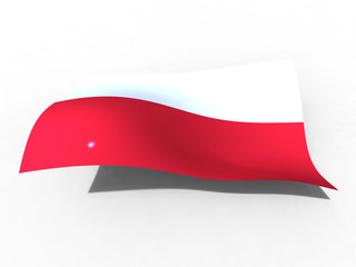 Naklejka premium 3d illustration of the Poland flag that waves with wind