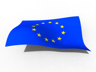 3d illustration of the Europe flag that waves with wind