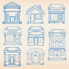 Hand Drawn Buildings Icon Set