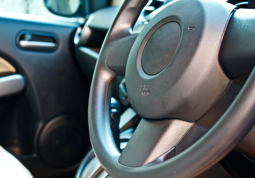 modern car steering wheel