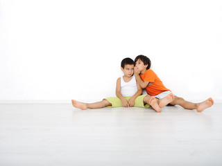 Obraz premium Happy children sitting at home, indoor