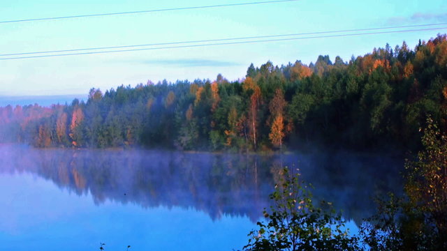 Morning fog on the lake, time lapse high def video