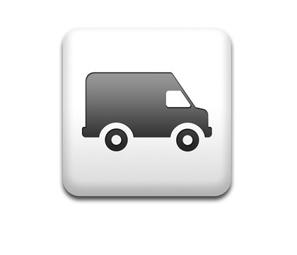 Boton cuadrado blanco simbolo furgoneta de reparto