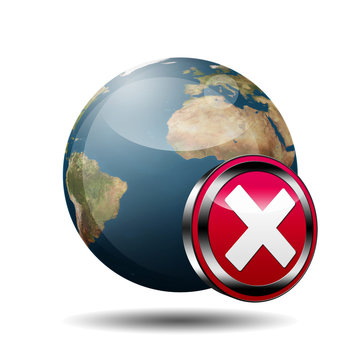 Icono planeta tierra 3D con se&ntilde;al error