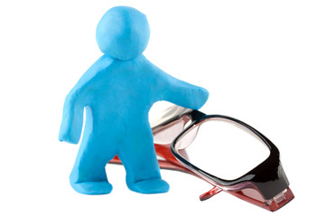 Plasticine man with eyeglass