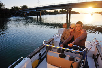 couple in love  have romantic time on boat