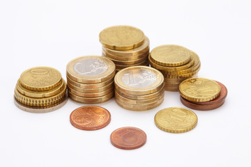 coin stack isolated on white