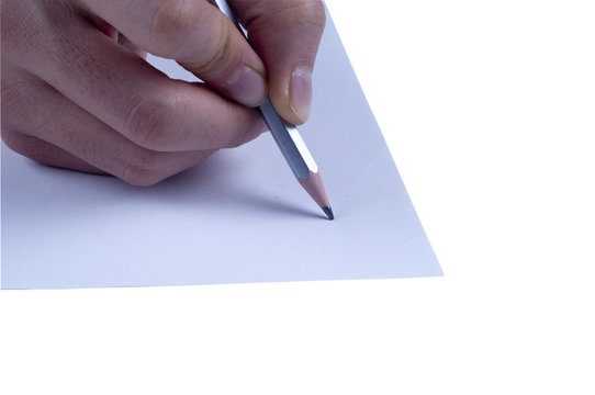 Isolated white background writing paper with pencil