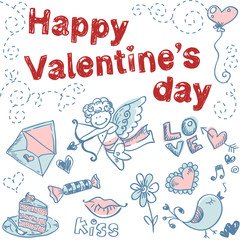 Doodle Valentine's day love postcard