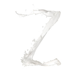 Letter Z made of milk splash,isolated on white background