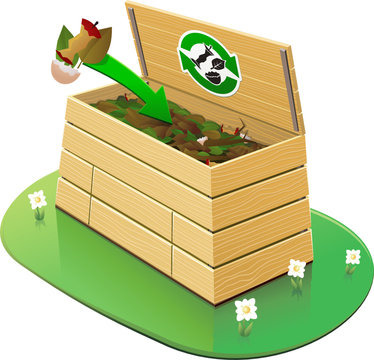 Composteur : ajout de déchets verts (détouré)