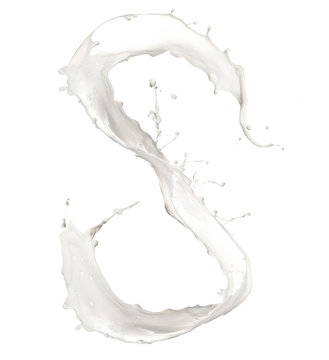 Letter S made of milk splash,isolated on white background