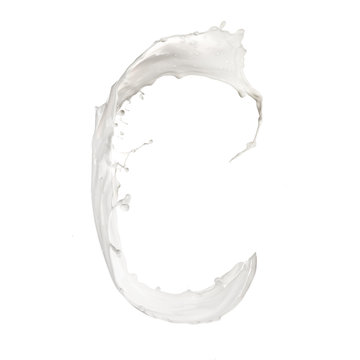 Letter C made of milk splash,isolated on white background