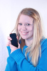Naklejka premium frau mit handy