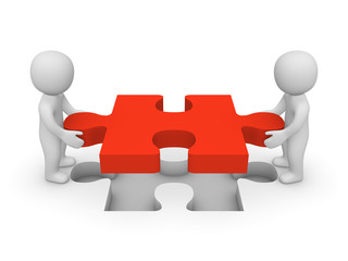 3d men with puzzle piece