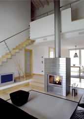 soggiorno moderno con camino