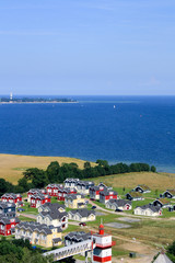 Fototapeta na wymiar Ariel view of vacation houses and Sea in Sierksdorf, Germany