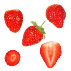 Fresh strawberries over white background
