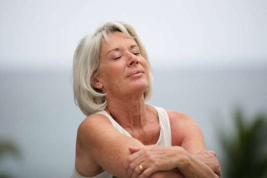 Senior Relaxing Outdoors