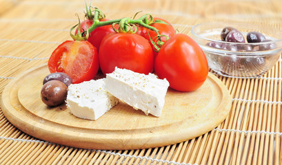Fresh tomatoes, olives and white cheese