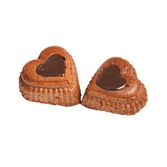 Muffins in a heart shape isolated on a white
