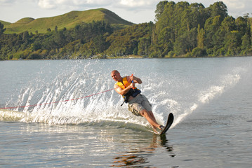 waterskiing on lake