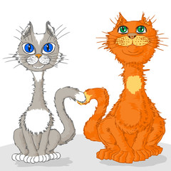 Lovers of cats. Vector illustration.