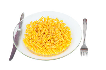 Macaroni in a transparent plate