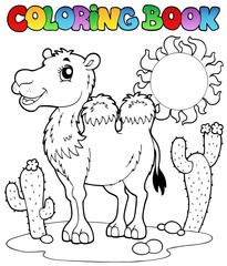 Coloring book desert with camel 2