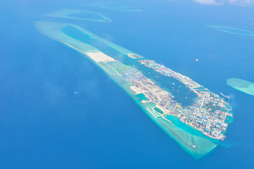 Naklejka na ściany i meble Maldives island from sky